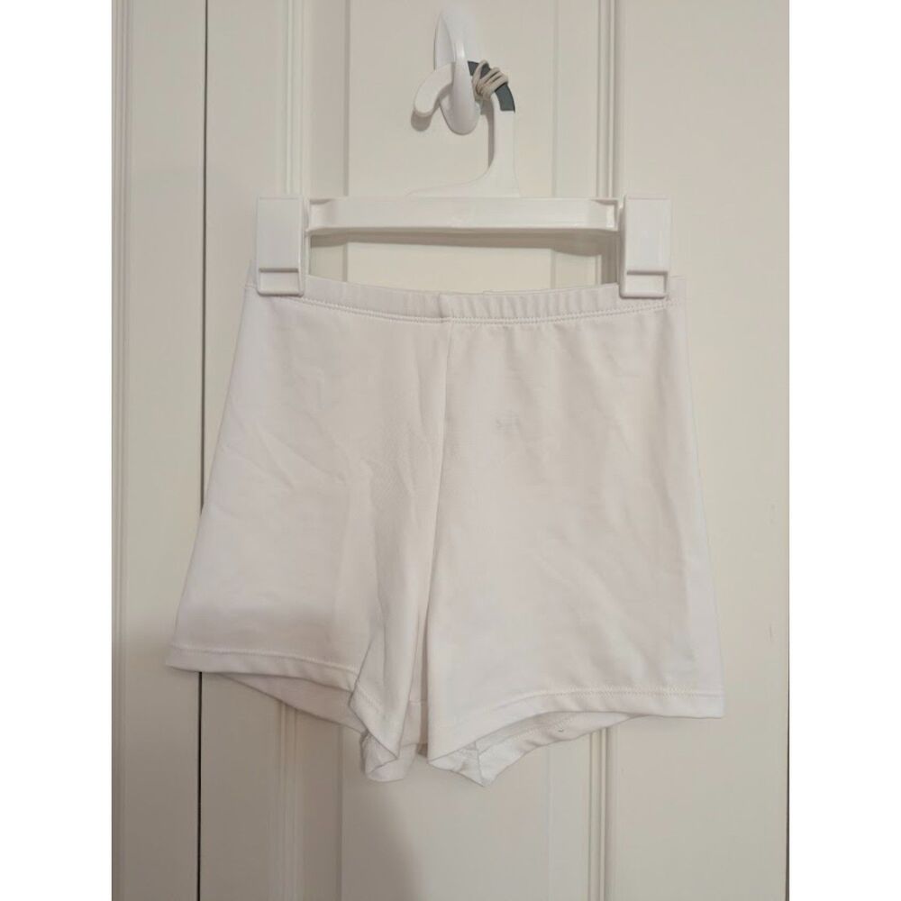 Varsity White cheer dance drill team shorts YL Youth Large